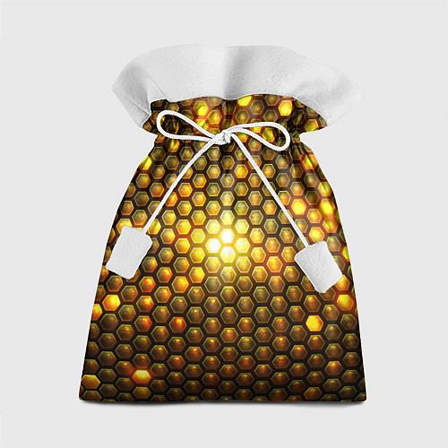 Подарочный мешок Металлические соты - роскошный блеск золота / 3D-принт – фото 1