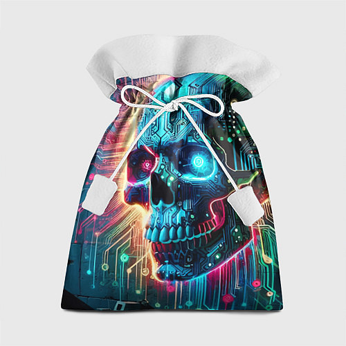 Подарочный мешок Cool cyber skull - neon glow / 3D-принт – фото 1