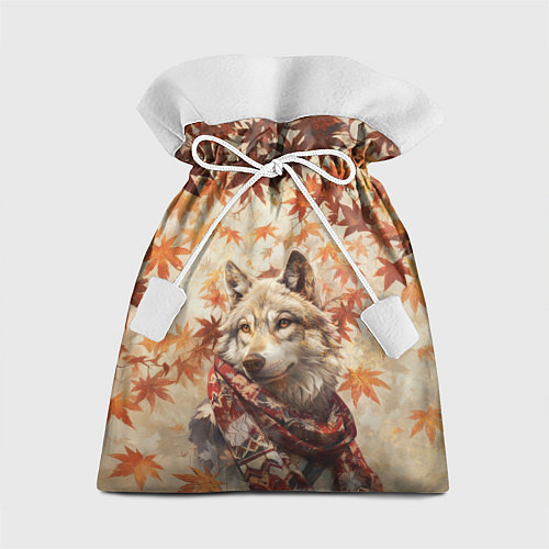 Подарочный мешок Серый волк в шарфе / 3D-принт – фото 1
