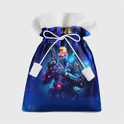 Подарочный мешок Homer Simpson with a pistol - cyberpunk / 3D-принт – фото 1