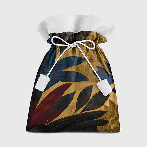 Подарочный мешок Листья на золотом фоне / 3D-принт – фото 1