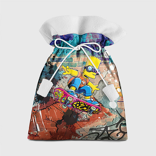 Подарочный мешок Bart Simpson on a skateboard - graffiti / 3D-принт – фото 1
