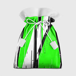 Мешок для подарков Black and white vertical stripes on a green backgr, цвет: 3D-принт