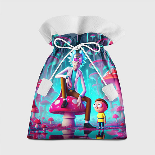 Подарочный мешок Рик и Морти у сказочного озера среди грибов / 3D-принт – фото 1