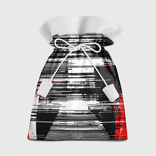 Подарочный мешок Горизонтальные чёрные линии на бело-красном фоне / 3D-принт – фото 1
