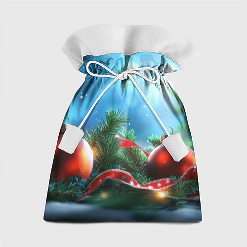Подарочный мешок Красные игрушки новогодние / 3D-принт – фото 1