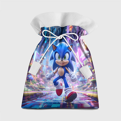 Подарочный мешок Sonic в неоновом городе / 3D-принт – фото 1