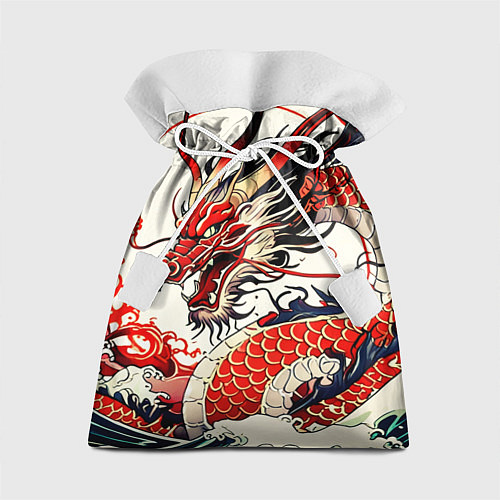 Подарочный мешок Красный дракон в японском стиле ирезуми / 3D-принт – фото 1
