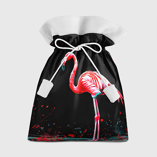 Подарочный мешок Фламинго на черном / 3D-принт – фото 1
