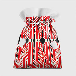 Мешок для подарков Бело-красные техно полосы на чёрном фоне, цвет: 3D-принт