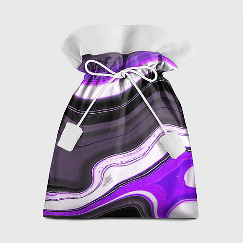 Подарочный мешок Волнистые горизонтальные чёрно-фиолетовые полосы н / 3D-принт – фото 1