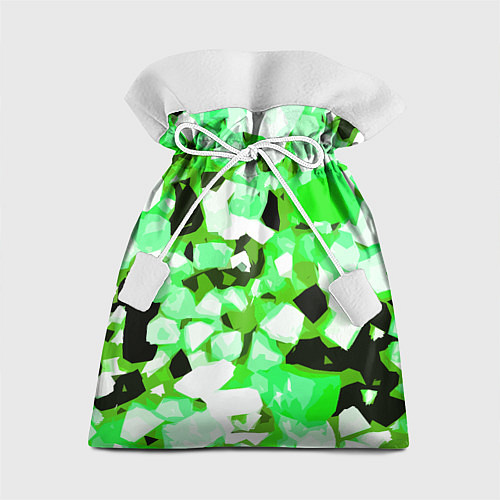 Подарочный мешок Green and white abstraction on a black background / 3D-принт – фото 1