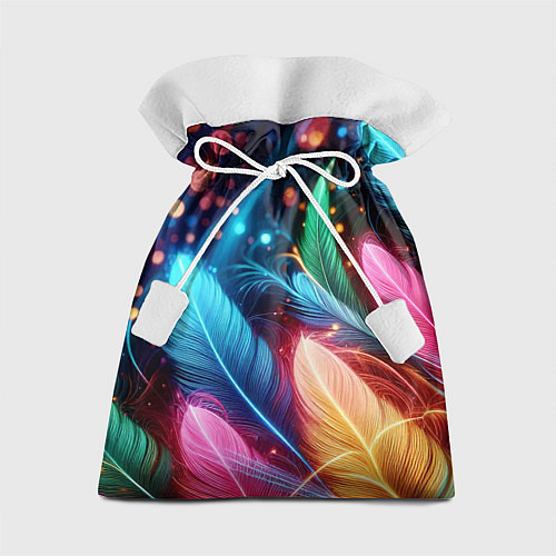 Подарочный мешок Яркие красочные неоновые перья / 3D-принт – фото 1