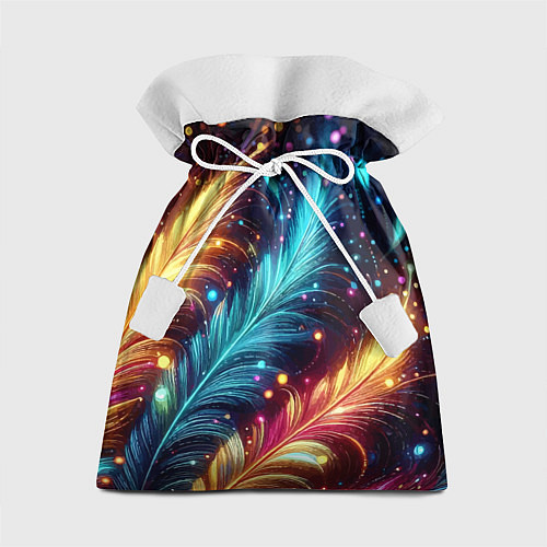 Подарочный мешок Неоновые разноцветные перья / 3D-принт – фото 1