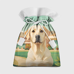 Мешок для подарков Лабрадор на фоне пальм, цвет: 3D-принт