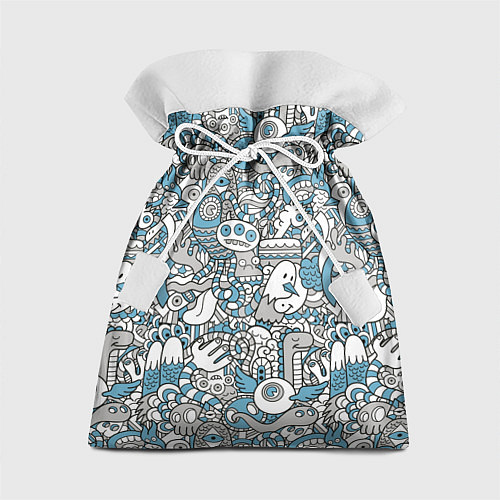 Подарочный мешок Дудлинг серо-голубой / 3D-принт – фото 1