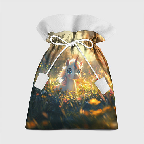 Подарочный мешок Белая маленькая единорожка / 3D-принт – фото 1