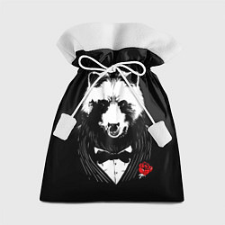 Мешок для подарков Панда в черном костюме, цвет: 3D-принт