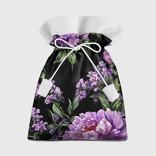 Подарочный мешок Пионы и лаванда винтажный узор / 3D-принт – фото 1