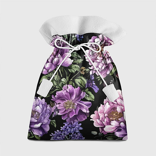 Подарочный мешок Пионы и сирень старинный узор / 3D-принт – фото 1