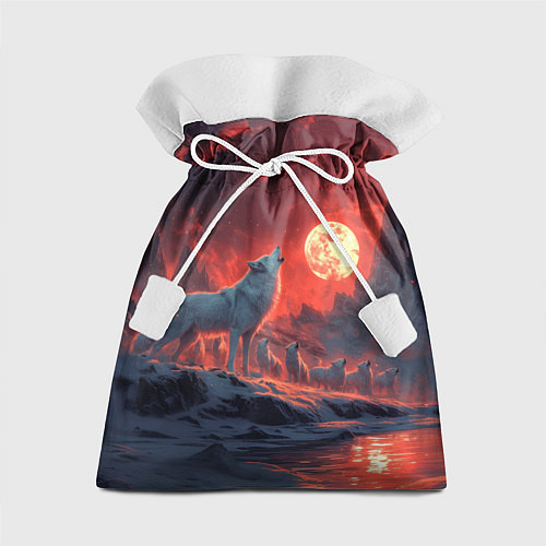 Подарочный мешок Белый волк воет на луну / 3D-принт – фото 1