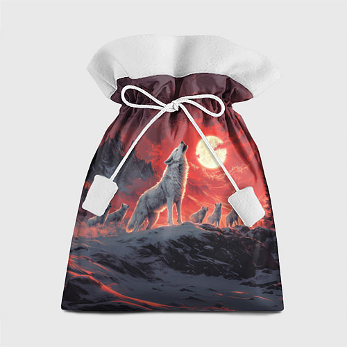 Подарочный мешок Волк воет на красную луну / 3D-принт – фото 1