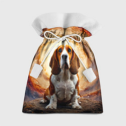 Мешок для подарков Бассет-хаунд в космосе, цвет: 3D-принт