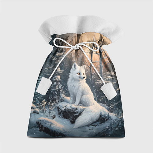 Подарочный мешок Белый лисенок в зимнем лесу / 3D-принт – фото 1