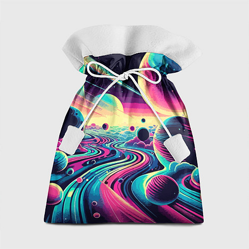 Подарочный мешок Неоновый разноцветный космос / 3D-принт – фото 1