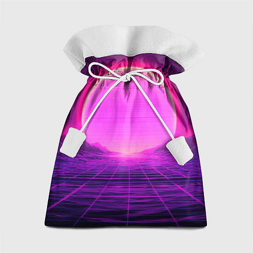 Подарочный мешок Синтвейв ретровейв неоновый узор и солнце / 3D-принт – фото 1