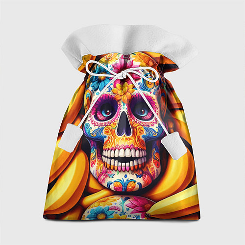 Подарочный мешок Цветочный череп среди бананов - нейроарт / 3D-принт – фото 1