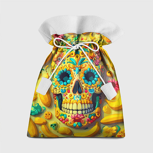 Подарочный мешок Красочный летний паттерн с черепом - нейроарт / 3D-принт – фото 1