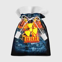 Мешок для подарков Stalker огненное лого чернобыль, цвет: 3D-принт