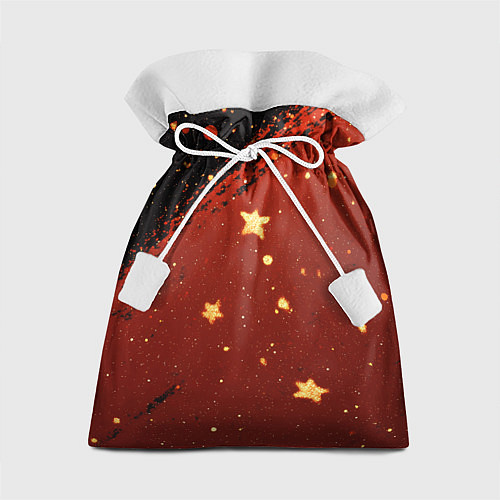 Подарочный мешок Золотые звездочки на коричневой текстуре / 3D-принт – фото 1