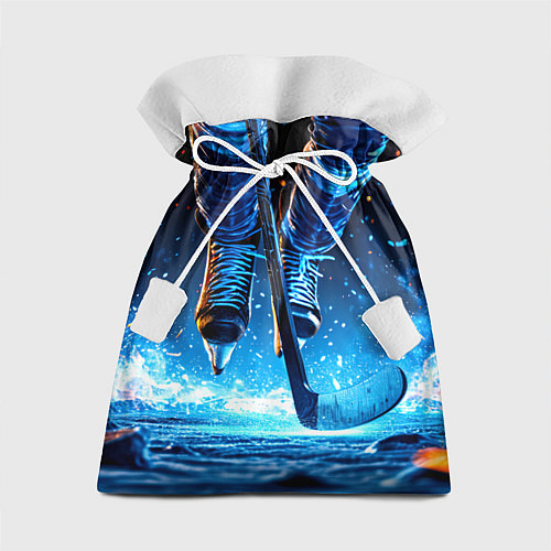 Подарочный мешок Хоккеист в синем пламени / 3D-принт – фото 1
