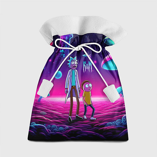 Подарочный мешок Морти и Рик на планете неоновых сказочных грибов / 3D-принт – фото 1