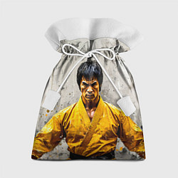 Мешок для подарков Брюс Ли на сером, цвет: 3D-принт