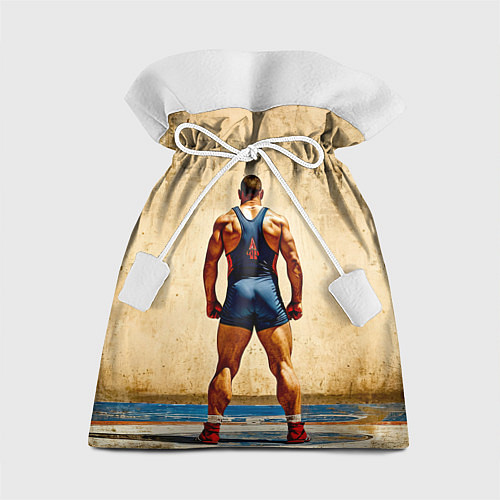 Подарочный мешок Греко-римский борец на бежевом / 3D-принт – фото 1