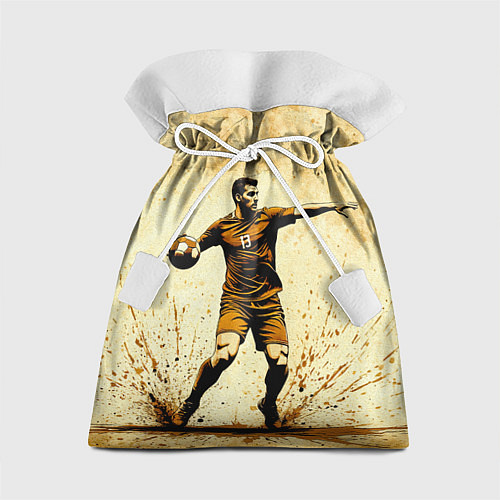 Подарочный мешок Гандболист на бежевом / 3D-принт – фото 1