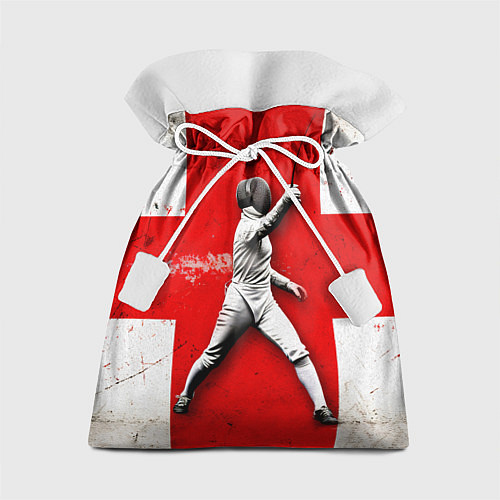 Подарочный мешок Фехтовальщик на красно-белом / 3D-принт – фото 1