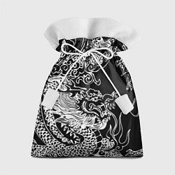 Мешок для подарков Белый дракон на черном, цвет: 3D-принт