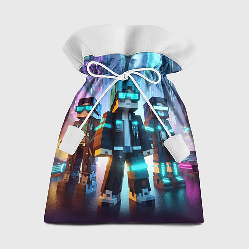 Подарочный мешок Minecraft - neon metropolis ai art / 3D-принт – фото 1