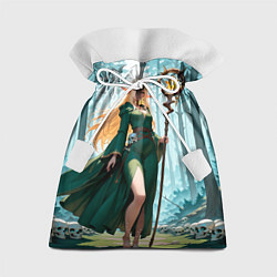 Мешок для подарков Эльфийская ведьма в лесу среди черепов, цвет: 3D-принт