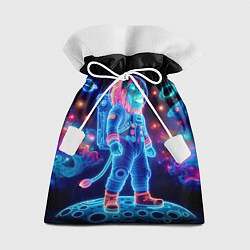 Мешок для подарков Неоновый лев космонавт - нейроарт, цвет: 3D-принт