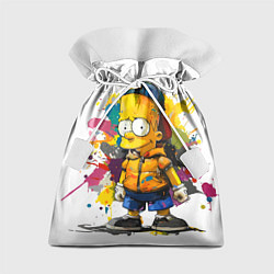 Мешок для подарков Рисунок красками Барт Симпсон, цвет: 3D-принт