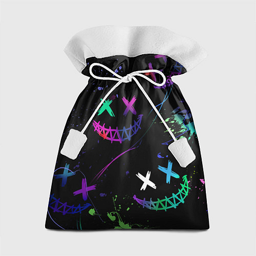 Подарочный мешок Неновые краски - лица крипи смайл / 3D-принт – фото 1