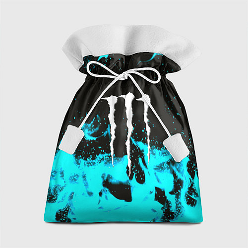 Подарочный мешок Monster energy голубой огонь / 3D-принт – фото 1