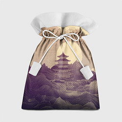 Мешок для подарков Ретро иллюстрация Японского храма, цвет: 3D-принт