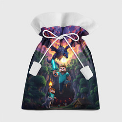 Мешок для подарков Дракон края и Стив - Майнкрафт арт, цвет: 3D-принт