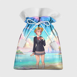 Мешок для подарков Дандадан Сиратори Айра на берегу моря, цвет: 3D-принт
